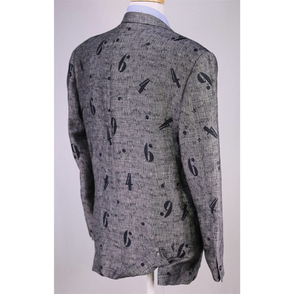 Gianni Versace Vintage 80's-90's Gray Numbers Cotton-Linen Oversize Blazer 40-42 - Picture 6 of 10